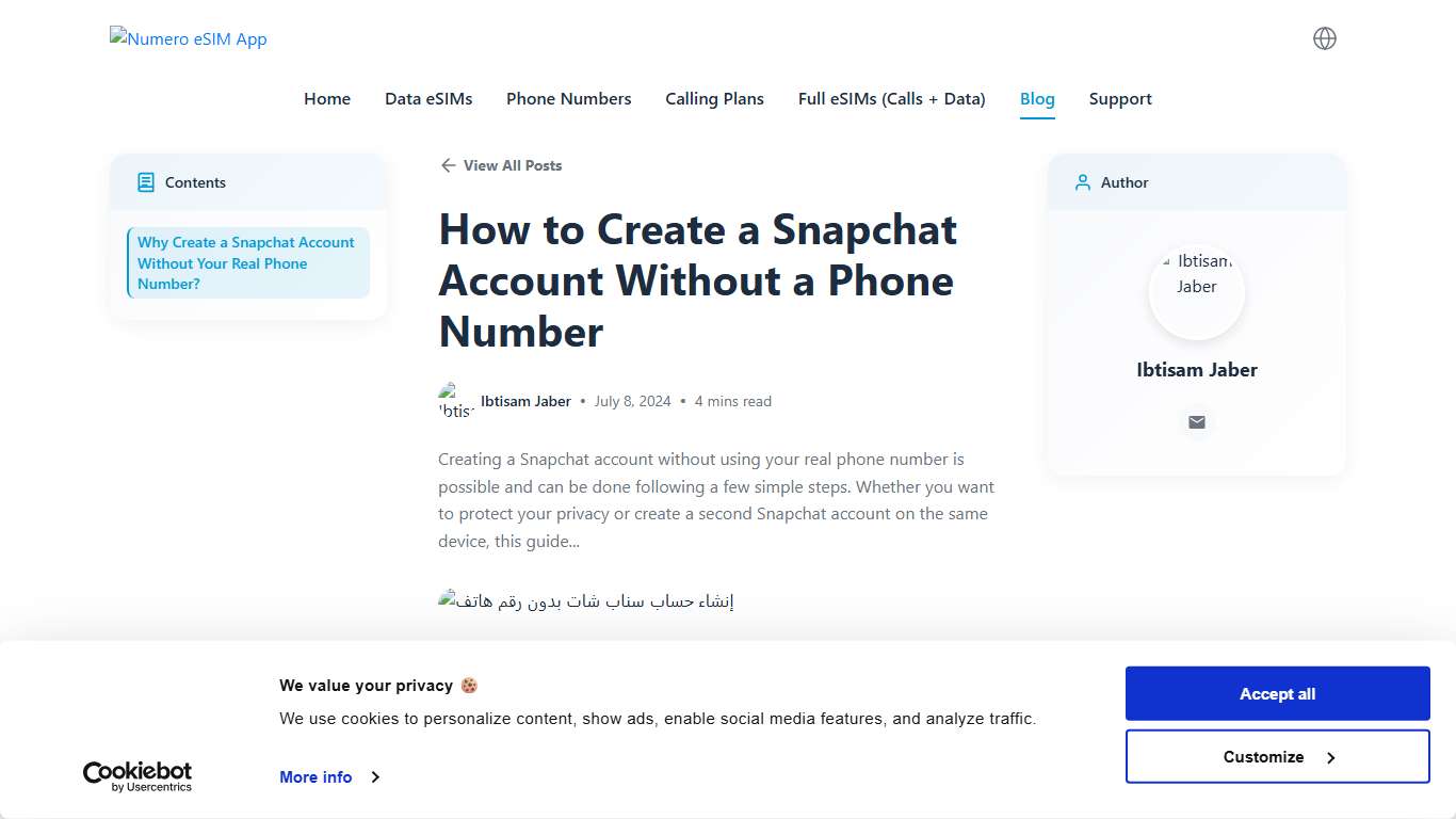 How to Create a Snapchat Account Without a Phone Number - Numero eSIM App